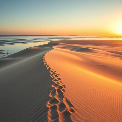 Photo de Location 2 : Dunes de sable de l'estuaire de la Canche à marée basse.