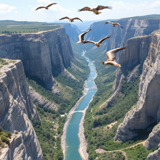 Photo de Location 6 : Vol de vautours fauves au-dessus des Gorges du Verdon.